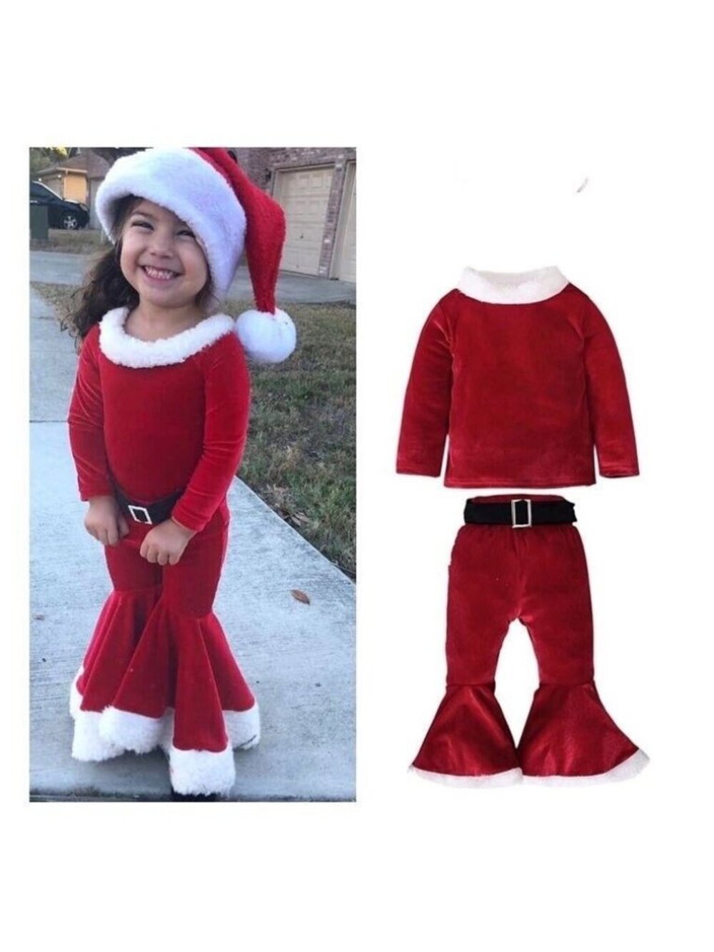 Los Angeles Boutique Girls 2 Piece Outfit Set Christmas Santa Holiday Party 4